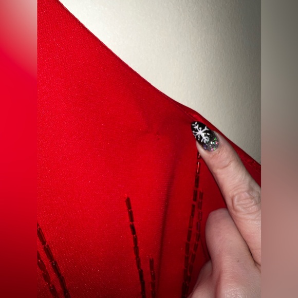 Niki Lavis One Shoulder Red Beaded Gown - Picture 10 of 14